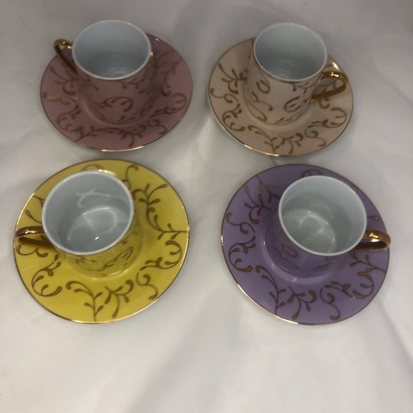 Classic Coffee & Tea China in Pastels and Gold Trim - Picture 2 of 8